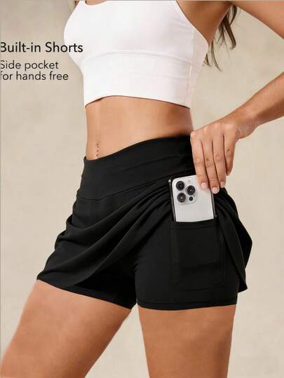 早春/夏季新款运动短裤套装，女士运动短裤套装，黑色短裤套装，专为健身设计，带衬里短裤，荷叶边下摆设计，带口袋，活力内衣