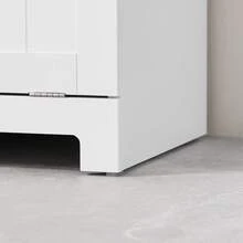 SoBuy Laundry Cupboard With Fold-Out Laundry Bag, Laundry Chest, Laundry Hamper With Drawers, Laundry Basket, Bathroom Cabinet, Bathroom Furniture, Approx. 40x91x38cm (WxHxD), BZR21 - White - View 10