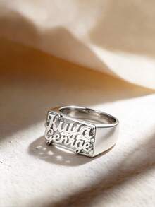 Customized Personalized Two Names European And American Style Rapper Ring, Father's Day Gift, Mother's Day Gift, Valentine's Day Gift, Birthday, Anniversary, Friend, Classmate Graduation, Christmas, High-End Family Gift - Style 4 - View 5