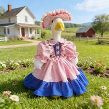 Porch Goose Outfits Lawn Goose Costumes Set Included Dress And Hat Garden Goose Clothes - Blue - View 2