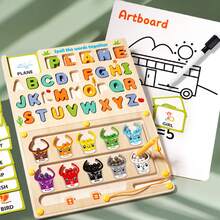 5-In-1 Magnetic Spelling Word Drawing Board, Colorful Numeric Maze, Activity Counter, Color Sorting, Fine Motor Skills Learning Toy With White Drawing Board, English Cognition Cards, Suitable For Boys And Girls Birthday Gift - Multicolor - View 5