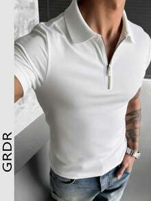 GRDR Men's Fashionable Solid Color Short Sleeve T-Shirt | Exquisite Design | Summer Essential | Easy To Match | Showcase Your Style - White - View 1