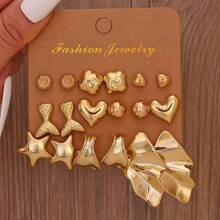 12件/18件装时尚金属色派对节日多造型耳环套装，轻盈CCB材质，女士耳环套装 - 彩色 - 查看 4