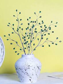 1pc Sparkling Rhinestone Floral Branch Artificial Flower, Exquisite Faux Plant Bouquet, Durable And Maintenance-Free, Suitable For Wedding Decoration, Holiday Party Vase Filler, Home Desktop Decor - Multicolor - View 8