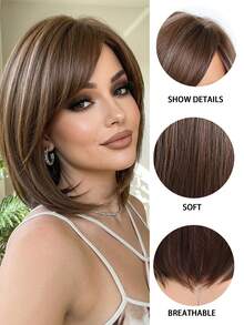 Wig Bob Cokelat Tua Elegan 10 Inci dengan Poni, Cocok untuk Wanita, Tahan Panas, Multifungsi untuk Berbagai Acara, Berkualitas Tinggi, Cocok untuk Pemula, Multifungsi, Penting untuk Liburan Kecantikan, Nyaman dipakai, Cocok untuk Festival Musik, Pemakaian Sehari-hari, Pernikahan, Halloween, Natal, Hari Ibu dan Upacara Wisuda, Hadiah Ramadhan - Coklat - View 7