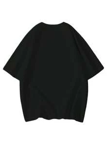 Camo Print Men's Summer Casual Short Sleeve T-Shirt, Dropped Shoulder Versatile Tops - Black - View 4