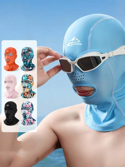 Summer Diving UV Protection Face Mask, Breathable Beach Sun Hat Full Head & Neck Coverage Swimming Cap, Suitable For Outdoor Cycling, Beach, Swimming, Rafting, Essential Swimming & Beach Accessories