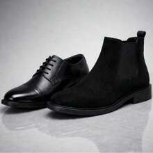 Combo Chelsea Boot, Men's Suede Ankle Boot, 100% Comfortable For Everyday Work. - 黑色靴子+鞋子 - 查看 1