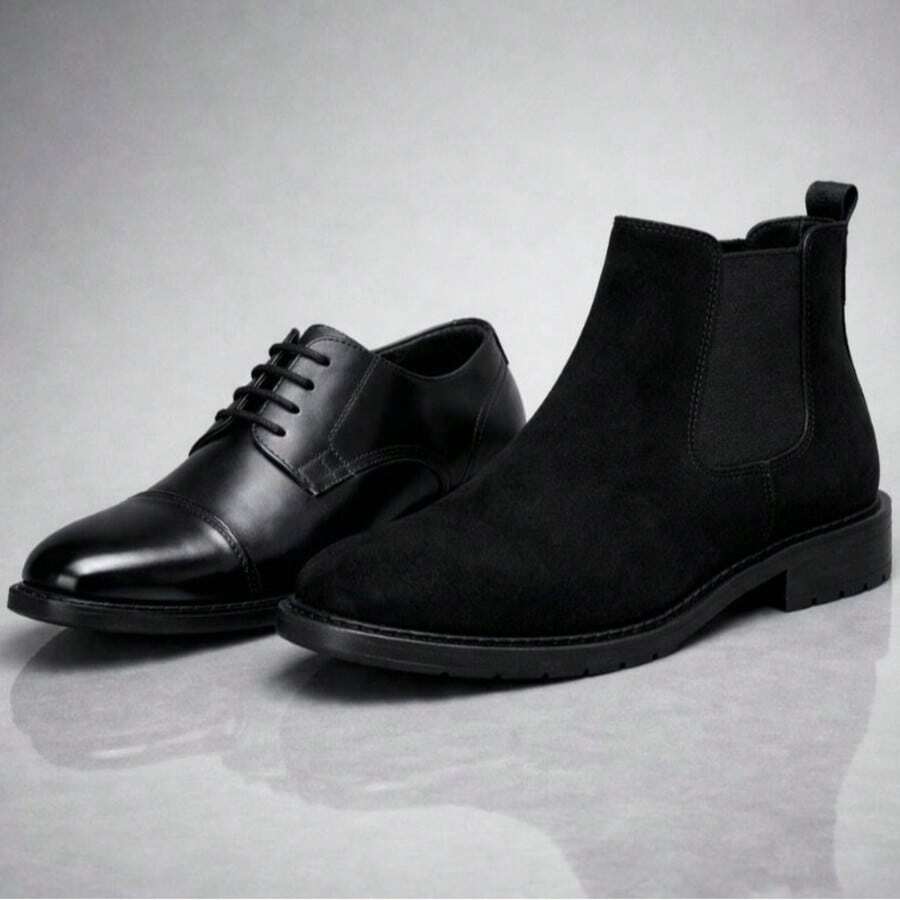 Combo Chelsea Boot, Men's Suede Ankle Boot, 100% Comfortable For Everyday Work. - 黑色靴子+鞋子 - 查看 1