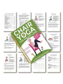 30 Day Chair Yoga Challenge: A Weight Loss Guide And Exercise Plan Suitable For Both Seniors And Beginners -10 Minutes Of Daily Exercise, Illustrated Chair Yoga Poses, Spiral Bound Fitness Notebook, For Home/Office Use, Exercise Manual With Progress Tracking - màu xanh lá - Xem 2