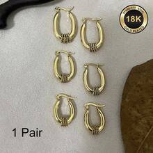 High-Quality Stainless Steel Women Hoop Earrings,18K Gold Plated Anti-Wear Anti-Fade,Hypoallergenic 316L Ear Post,Elegant Charming Fashionable Designer Simple Classic Style Unisex Jewelry Earrings For Daily Festival Vacation Parties - Gold - View 4