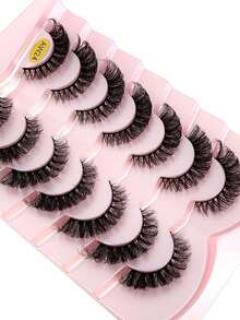 7 Pairs Russian Mink Eyelashes, Classic Cat Eye Natural Looking Fluffy False Eyelashes, D Curl Eyelash Extension - Natural Lashes - View 5