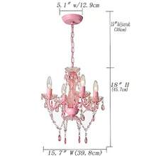 Lámpara de araña de vidrio pequeño color rosa lámpara de acrílico clásica 4 luces para recámara-003 - Rosado - Ver 5