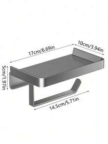 Adhesive Tissue Holder Wall Mounted Suitable For Kitchen, Bathroom, Bathroom Tissue Roll Hanger With Storage Rack, Self-Adhesive Tape Adhesive, Toilet Paper Holder Wall Mounted, Matte Black - Multicolor - View 12