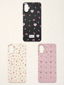 Bow-Knot 3pcs Floral & Bow Print Phone Cases, Sweet Romantic Cute Style, Compatible With IPhone 11, 17 Pro Max, 17 Pro, 15, 13 Pro Max, Galaxy, S24 Ultra, S25 Ultra - Multicolor - View 44