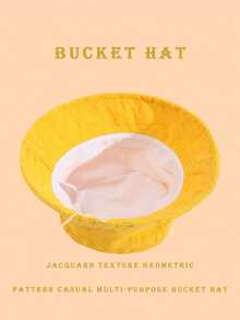 1顶涤纶休闲波浪几何图案渔夫帽，适合春、夏、秋、冬四季佩戴。 - 幾何桔黃色 - 查看 5