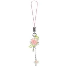 Agromusk Pink Flower Phone Charms,Cute Beaded Lotus Flower Phone Strap Handmade Decor For Women Y2K Accessories Keychain Bag Pendant Gift - 粉色 - 查看 1