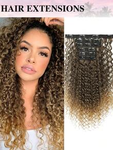 26 Inch Natural Black Curly Clip-In Hair Extensions, Lace Clip-In Wavy Invisible Synthetic Hair Extensions, For Women - Multicolor - View 16