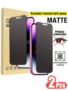 2pcs Full Coverage Matte Anti-Spy Screen Protector, Frosted Privacy Film, 9H Upgraded Edge Protection, Anti-Peeling, Anti-Scratch, Easy Installation, Bubble-Free, Compatible With IPhone 17/17 Pro/17 Pro Max/17 Air/16 Pro Max/16 Plus/15 Pro Max/14/13/12/11 Series - Black - View 14