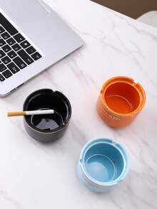 1pc Minimalist Luxury Round Ceramic Ashtray, For Home, Office, Restaurant - Orange Color - View 9