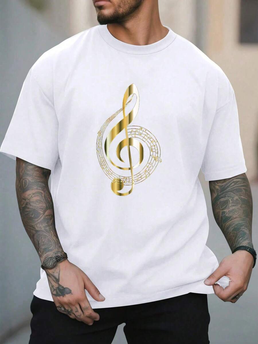 "Notes" Men's T-Shirt | Soft And Comfortable T-Shirt Made From 100% Pure Cotton With Short Sleeves And A Crew Neck. - White - View 1