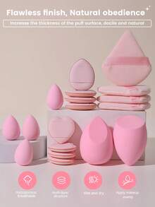 18PCS Makeup Tools Set Including:2PCS Makeup Sponges+4PCS Mini Makeup Sponges+4PCS Triangle Powder Puffs+8PCS Mini Air Cushion Powder Puffs,All-In-One & Beginner-Friendly | Travel-Ready & Gift-Ready | Perfect For Newbies/Her - Multicolor - View 3