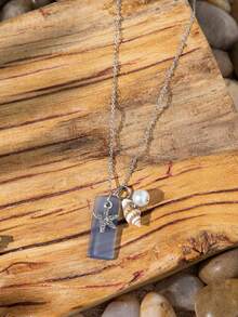 一款波西米亚风格的沙滩玻璃海豚和星星项链，适合女士在度假和音乐节期间佩戴。 - 彩色 - 查看 4