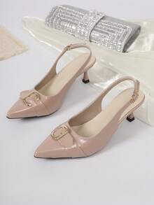 2026新款少女2.5英寸细高跟漆皮时尚派对凉鞋 - 粉色 - 查看 1