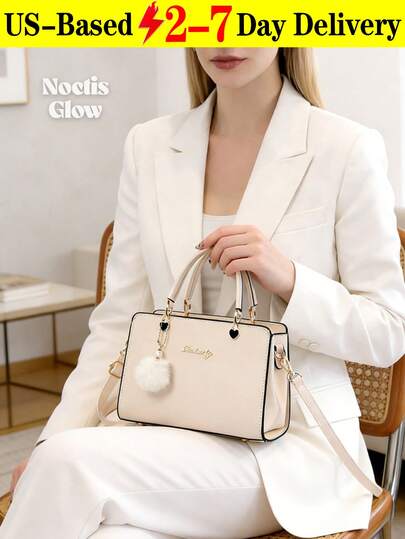 Bag Stylish Top Handle Satchel Shoulder Bags Totes Ladies Designer Top Handle  Satchel Women's Pu Crossbody Bag With Decorative Balls For Teen Girls, Women, College Students, Rookies & White-Collar Workers. Perfect For Office, Work, Business, Commute. Best Work Bag For Women., Retro Inspired Bag