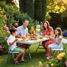 Mesa Plegable Para Jardín Y Exteriores Tipo Portafolio 1.20m Color Blanco - Blanco - Ver 8