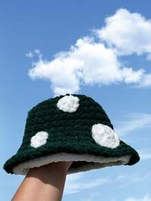 1pc Handmade Crochet Mushroom Design Beanie Hat, Cute Fairy Tale Little Red Riding Hood Style, Warm Knitted Cap For Autumn/Winter, Casual & Party Wear - Multicolor - View 9