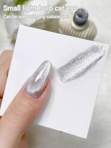 AiFer 美甲小灯泡通用水晶猫眼指甲油凝胶 2026 款超闪爆炸超亮多功能猫眼美甲沙龙专用 UV 光疗胶 - 銀色 - 查看 3