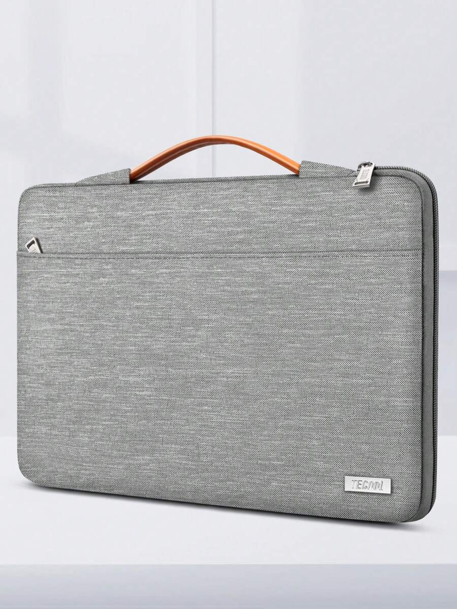 TECOOL 1pc 12.3-15.6 Inch Laptop Case Sleeve Bag With Retractable Handle,Dark Grey - Light Grey - View 1