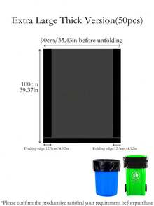 10/50pcs Set, Thick Disposable Trash Bags, Large Size Garbage Bags, Heavy Duty Plastic Trash Bags, Industrial Garbage Bags, Garden Leaf Bags, Suitable For Household, Garden, Commercial Use, Cleaning Supplies, Back To School - Black - View 20