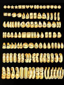 2件/12件/20件/44件复古夸张心形水滴不对称CCB扭纹耳环套装，时尚配饰，适合约会、度假、日常佩戴、派对礼物 - 金黃色 - 查看 8
