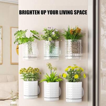 Self Absorbing Wall Hanging Flowerpot No-Drill Wall Mounted Hydroponic Green Plants Save Space Drainage Holes At The Bottom