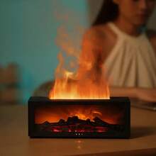 Humidificador y difusor de aromas con chimenea alimentado por USB, difusor de aroma con llama 3D, iluminación de ambiente colorida con control remoto, humidificador ultrasónico, adecuado para oficina, dormitorio, regalo navideño - Multicolor - Ver 5