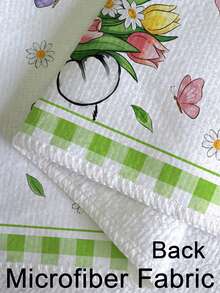 2Pcs Watercolor Eucalyptus Leaves And Flowers Farmhouse Kitchen Towels Lavender Butterfly Truck Cat Mason Bottle Spring/Summer Farm Decoration Dishcloth Holiday Party Supplies Handkerchiefs Suitable For Kitchen Dining Room Table - White - View 6