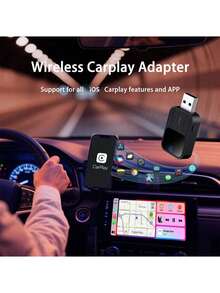 W&O Upgraded Wireless CarPlay Adapter, Compatible With IPhone CarPlay And Android Auto, Converts Wired To Wireless, Fast And Stable Connection, Compatible With IOS 10+/Android 11+, Dual Phone Connection, One-Key Switching, Quick Setup, Built-In Wi-Fi, USB/Type-C Port, Supports Music Streaming, Phone Calls, Navigation - No Battery, Smart Car Accessory, Essential For Driving - Black - View 7