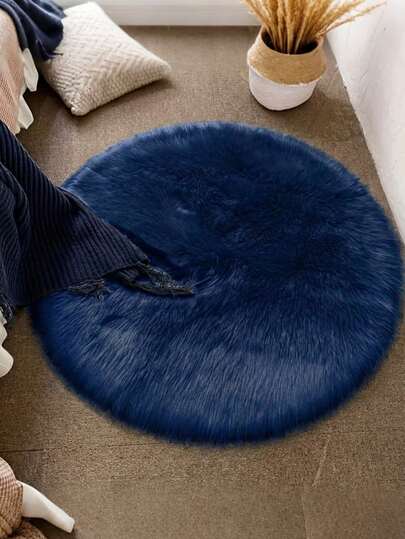 1 قطعة سجادة فرو ناعمة وفاخرة دائرية باللون الأزرق الملكي، مريحة للغرفة النوم والصالة والمكتب والمدخل، ديكور أرضي، سجادة غرفة نوم فاخرة، قابلة للغسل ومانعة للانزلاق، سجادة جميلة - ديكور منزلي داخلي مناسب للجميع المواسم، مثالية للاستخدام الداخلي، سجادة صالة معيشة فاخرة وبسيطة