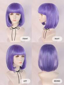 轻盈蓬松的内扣刘海波波头假发，亮紫色低温纤维材质，外观自然，易于造型，是角色扮演、日常佩戴和派对的理想之选，具有修饰脸型和显瘦的效果。 - 紫羅蘭色 - 查看 6