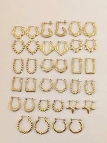 时尚不锈钢镀金耳环，多种款式尺寸，全新设计，低过敏性镀金不规则耳环，防褪色防水不锈钢耳环，女士耳环，耳环，夏季海滩度假比基尼配饰，迷人服装，婚纱配饰 - 多功能珠宝，非常适合游泳、沐浴、运动时佩戴，也是情人节、生日、母亲节和度假惊喜的绝佳选择。 - 金色 - 查看 6