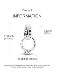 1 Piece Original 925 Sterling Silver Celebrate Love And Connection With This Elegant Interlocking Ring & Pink Cubic Zirconia Dangle Charms - Silver - View 4