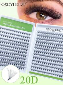 500 piezas de extensiones de pestañas premontadas, 3D/6D/9D/10D/20D/30D, longitud mixta de 8-15mm, rizo D, puntas afiladas, extensiones de pestañas esponjosas premontadas hechas a mano - D - Ver 7