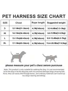 1 Set Reflective Cat/Dog Leash And Harness - Breathable Mesh Vest With Padded Nylon Leash Suitable For Small To Medium Dogs, No-Choke Dual D-Ring Design - Multicolor - View 3