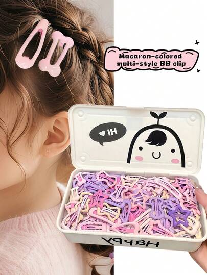 60 piezas/Set Pasadores de cabello con degradado soñador, una caja completa de pasadores de cabello con forma de estrella en tonos pastel de rosa, morado, amarillo claro - Adecuado para niñas, dulce, agregando un toque lúdico a los peinados adolescentes, ¡excelente para el estilo diario y como regalo!