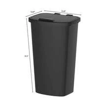 Space-Saving Design 11 Gallon Plastic Kitchen Waste Bin With Lift Top Lid For Effortless Cleaning, Black - Default - View 4