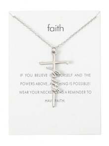 1pc, Lcherry Faith Cross Necklace, Women Religious Gifts, Women Christian Jewelry Gifts, Creative Small Gifts, Holiday Accessories, Birthday Party Supplies, Birthday Gifts, Party Favor Supplies - 1PC - View 8