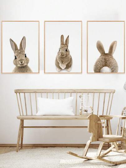 1 pieza Lienzo de arte de pared - Artículos para bebés - Impresión de arte adorable de conejo, póster de cola de conejo, póster de animal del bosque Enmarcado Decoración de pared de guardería perfectamente adecuado para la decoración de la sala de juegos, decoración de la guardería, decoración de la sala de cuidado infantil, decoración de la habitación de los niños, decoración de la habitación de las niñas, decoración de la habitación de los niños, decoración de pared de Pascua, decoración de la guardería de primavera, póster de la habitación de los niños de Pascua, póster de decoración de primavera