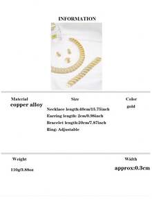 1/Set Fashion Women Crystal 18k Gold Plated Dubai Jewelry Sets Necklace African Bridal Wedding Earrings Ring Bracelet Jewelry Accessories - Gold - View 10